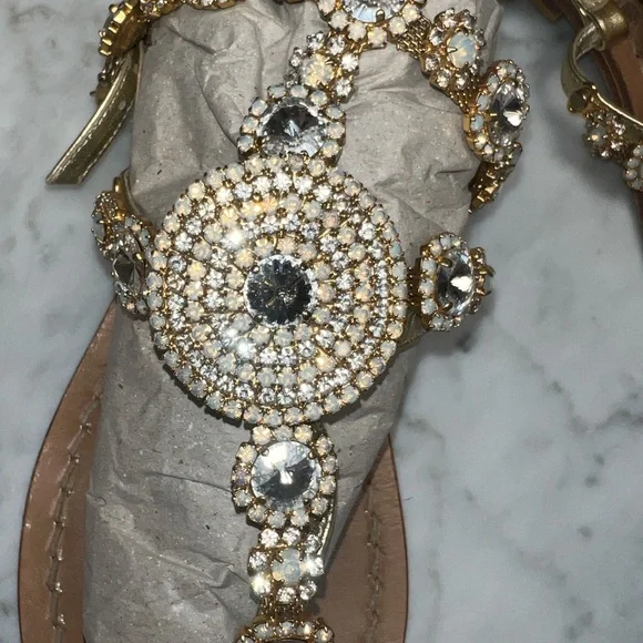 Elegant Gold and Silver Embellished Sandals - Picture 2 of 7